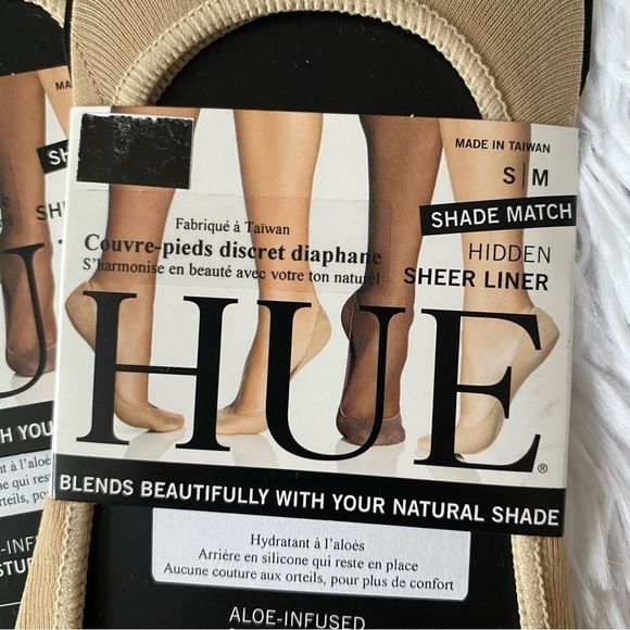 𝅺HUE NWT 2 x Hidden Sheer Sock Liner Nude Aloe Infused - Picture 5 of 6